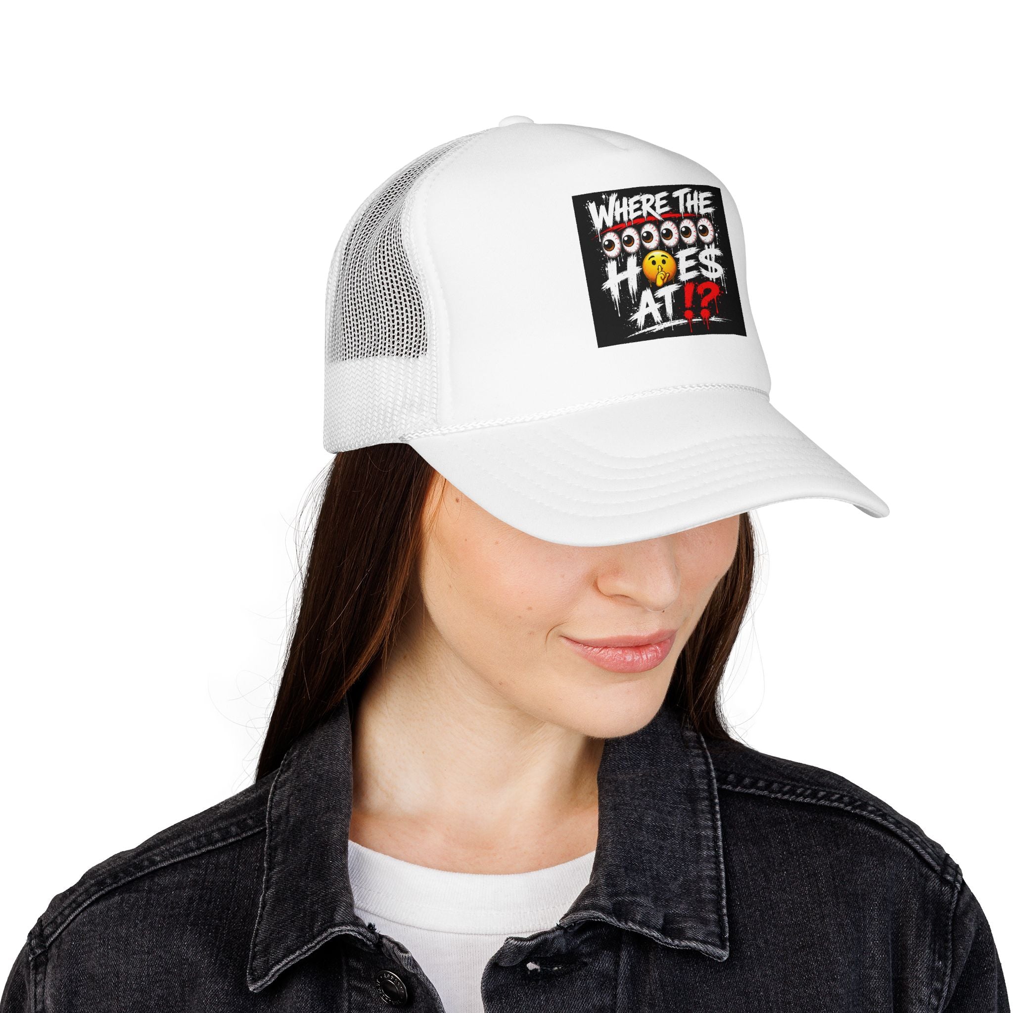 Where the Hoes At? Foam Trucker Hat — Funny Graphic Mesh Cap